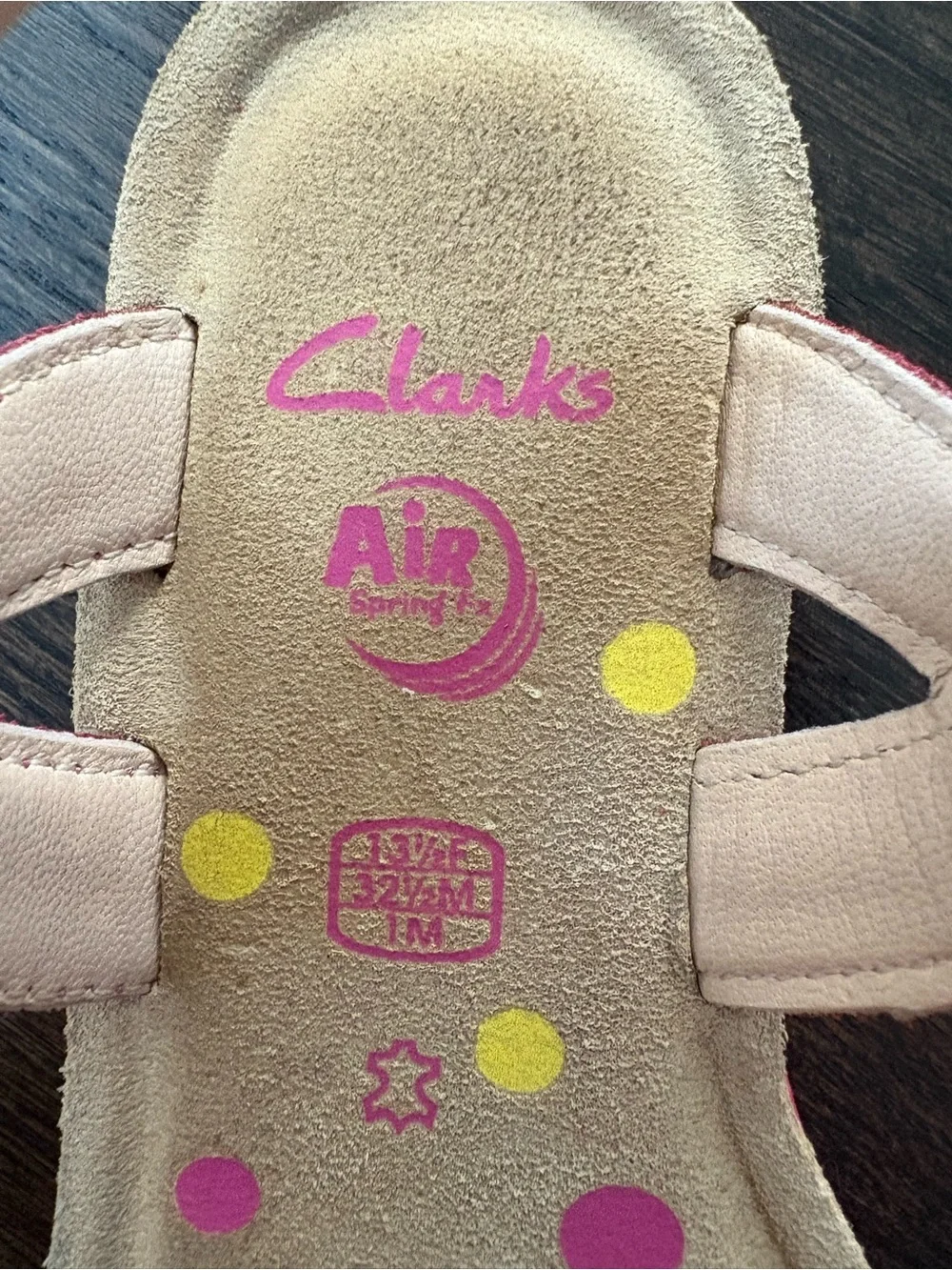 CLARKS Girls' Pink Sandals - Kids' Summer Shoes Genuine Leather Size 1